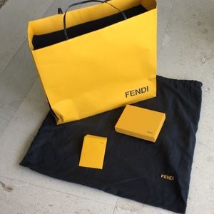 Fendi Zucca Tote, cosmetic bag, and key chain.